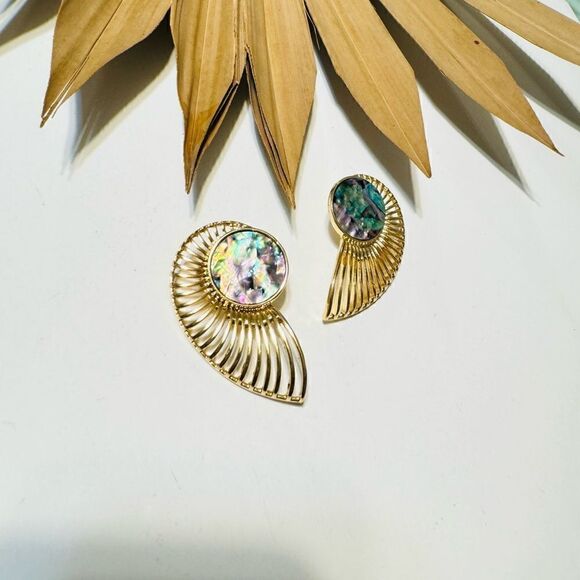 Geo dangle stud earrings S712 - Picture 3 of 5